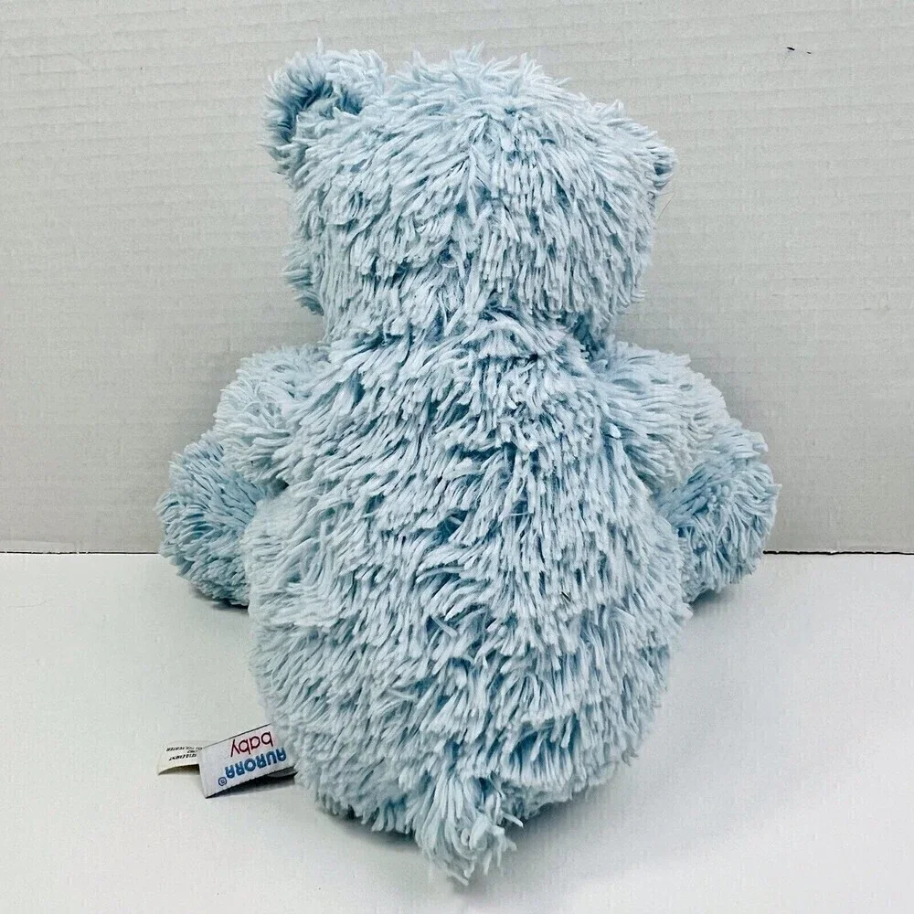 Aurora Baby Light Blue Polar Bear Plush Shaggy Floppy Ribbed Feet Stuffed Animal